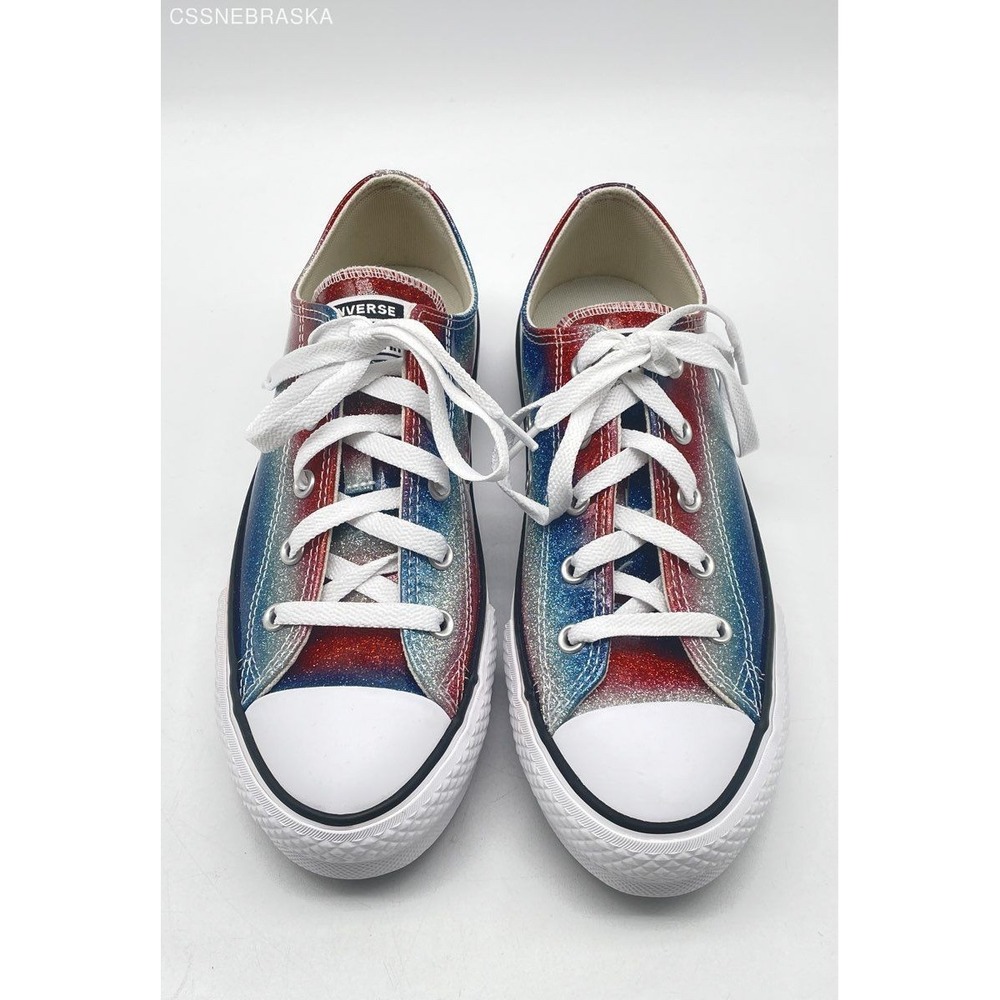 Converse Chuck Taylor Girls Lift Platform‎ Low Glitter Sneakers A00444C Size 4.5 - Picture 2 of 12